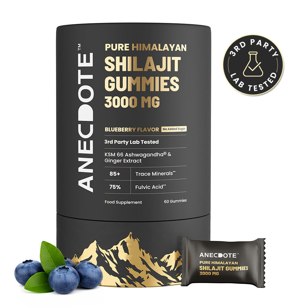 Anecdote Pure Himalayan Shilajit Gummies 3000mg | Boosts Energy & Stamina* | Supports Muscle Strength & Recovery* | Enhances Nutrient Absorption* | 75% Fulvic Acid, 85+ Trace Minerals* | Pack of 60