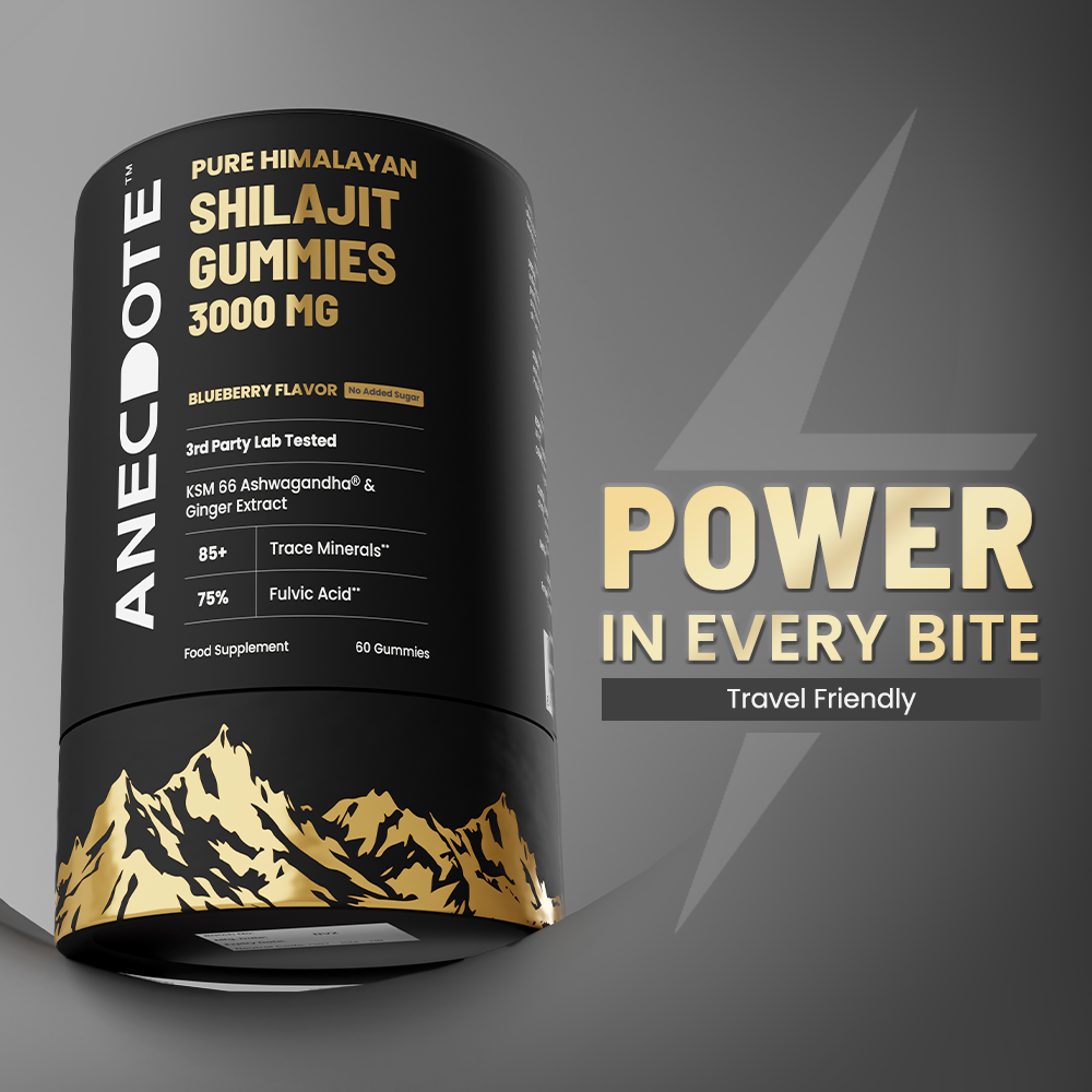 Anecdote Pure Himalayan Shilajit Gummies 3000mg | Boosts Energy & Stamina* | Supports Muscle Strength & Recovery* | Enhances Nutrient Absorption* | 75% Fulvic Acid, 85+ Trace Minerals* | Pack of 60