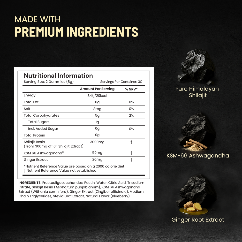 Anecdote Pure Himalayan Shilajit Gummies 3000mg | Boosts Energy & Stamina* | Supports Muscle Strength & Recovery* | Enhances Nutrient Absorption* | 75% Fulvic Acid, 85+ Trace Minerals* | Pack of 60